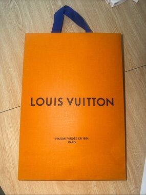 Louis Vuitton Orange Gift Bag with Blue Handles